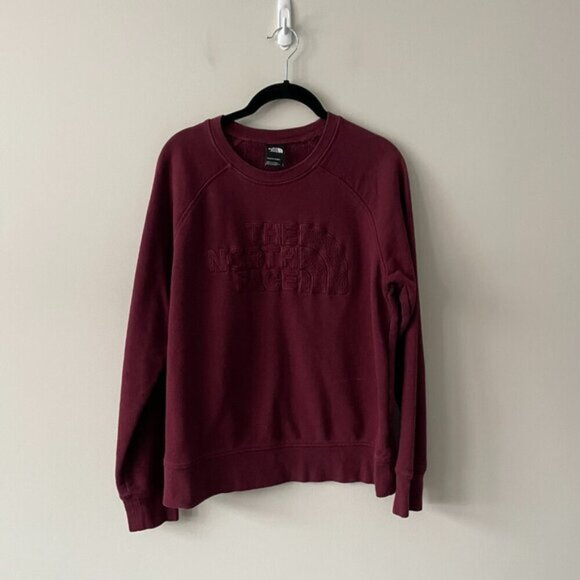 The North Face Crew Neck Embroidered Logo Casual Pullover Sweatshirt Red L - Picture 2 of 7
